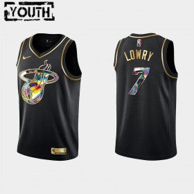Dres Miami Heat Kyle Lowry 7 Nike 2021-22 Crno Golden Edition 75th Anniversary Diamond Swingman - Dječji
